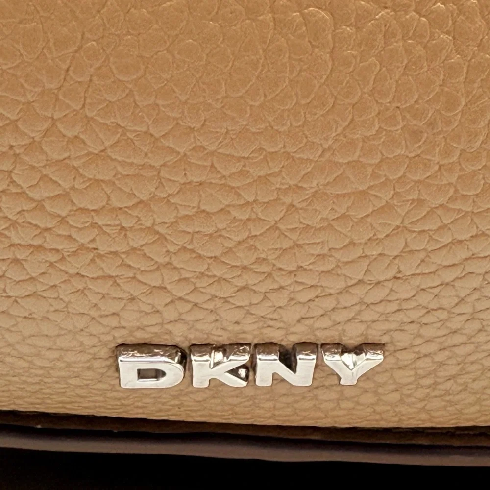DKNY Tan and Brown Leather Hobo Shoulder Bag